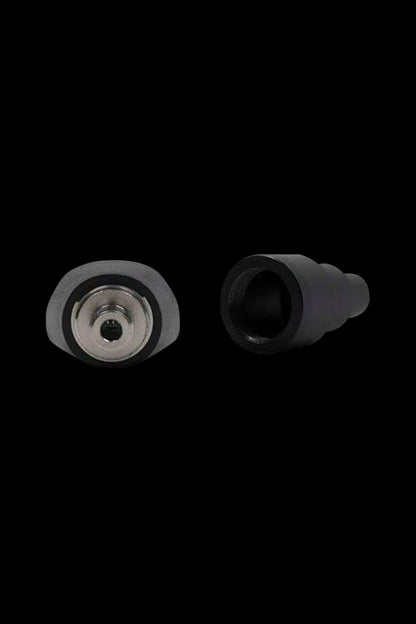 Black titanium e-nail coil and tip components against a black background.