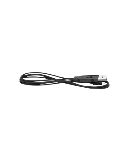 A top-down view of the Pro Vaporizer’s black cable, curving across a white background.