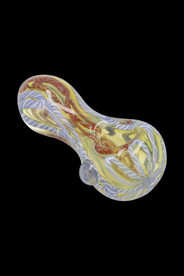 Glass Spoon Pipe with Multi-Colored Canes