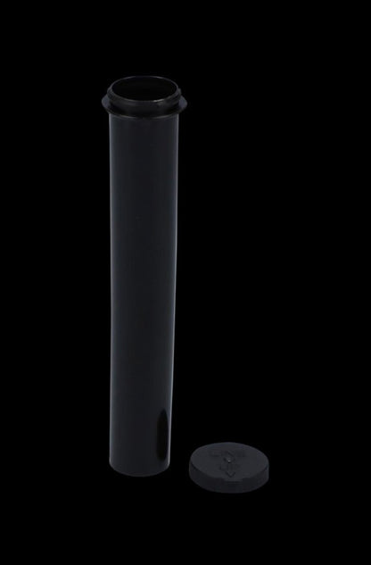 A straight-on view of the closed, black CR Pop Top Joint Holder/Tube, appearing empty and cylindrical against a plain white background.
