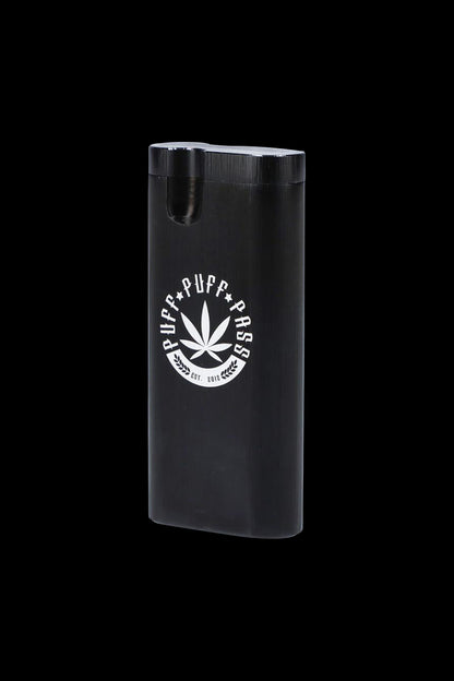 A straight-on view of the Aluminum Dugout - Large, displaying its sleek, metallic finish against a dark background.