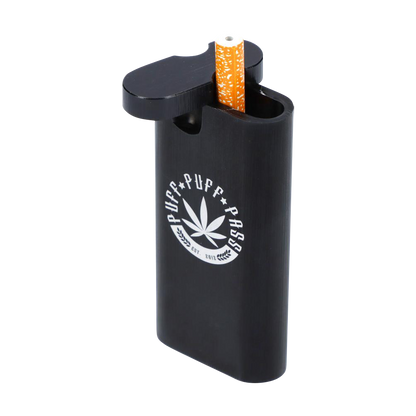 A close-up of the Aluminum Dugout - Large, showing its metallic finish and open lid with a visible interior compartment.