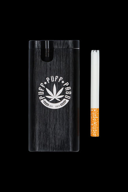 The Aluminum Dugout - Large is shown in a studio shot with a cigarette partially inserted into its open top.