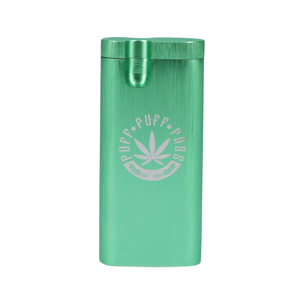 A straight-on shot of the Aluminum Dugout - Large, displaying its sleek, metallic design and simple, rectangular form.