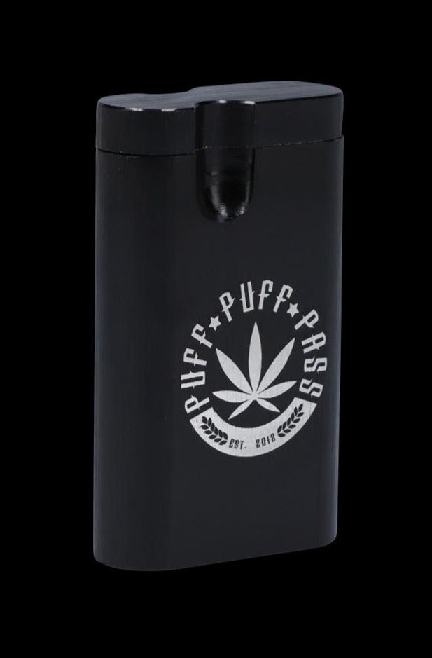 A sleek, close-up view of the Aluminum Dugout, showcasing its dark metallic finish and minimalist design.