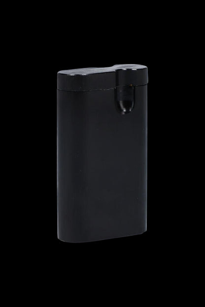 A straightforward studio shot of the Aluminum Dugout, displaying its sleek, metallic form against a plain black background.