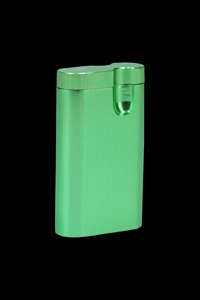 A studio shot of the Aluminum Dugout, showcasing its sleek, metallic finish and minimalist design on a dark background.