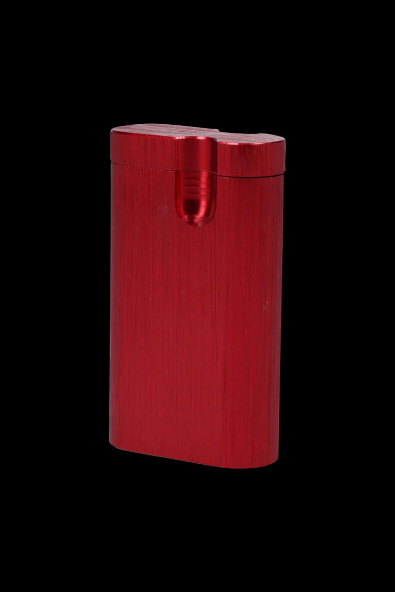 A front view of the Aluminum Dugout, showcasing its smooth, metallic finish and compact, rectangular design.