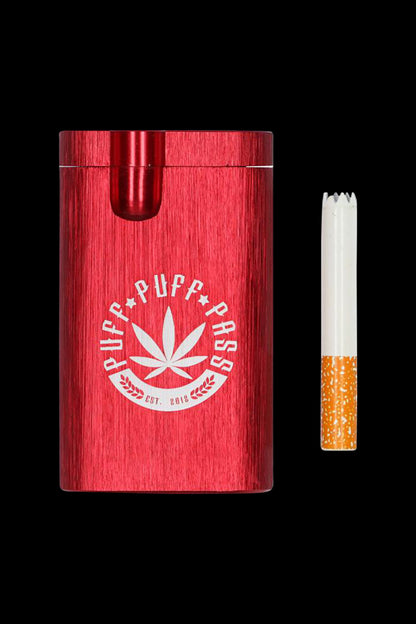 A front view of the Aluminum Dugout, showcasing its sleek, metallic finish and compact, rectangular form.