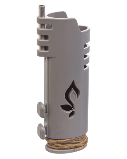 Front view of the Hemplights Wrapper Lighter Case, a gray silicone wrap with raised circular bumps on a white background.