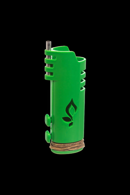 Front view of the Hemplights Wrapper Lighter Case, a green silicone wrap around a lighter with raised circular details.