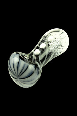Glassheads Spoon Pipe Black Frit with Daisy Flower and White Marbles