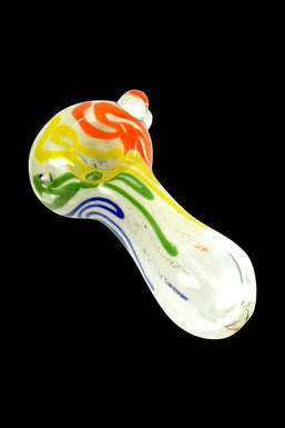 Glassheads Inside-Out Spoon Pipe with White Frit and Rainbow Stripes