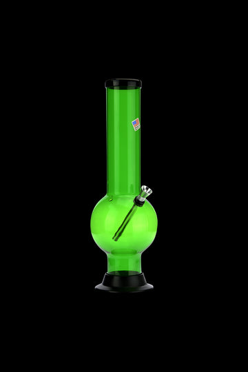Green - Acrylic Straight Tube Bubble Base Bong with Carb Hole
