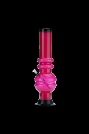 Pink - Acrylic Straight Bubble Base Bong with Marias