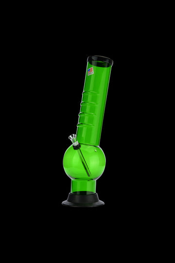 Green - Acrylic Layback Bubble Base Bong with Raised Grip