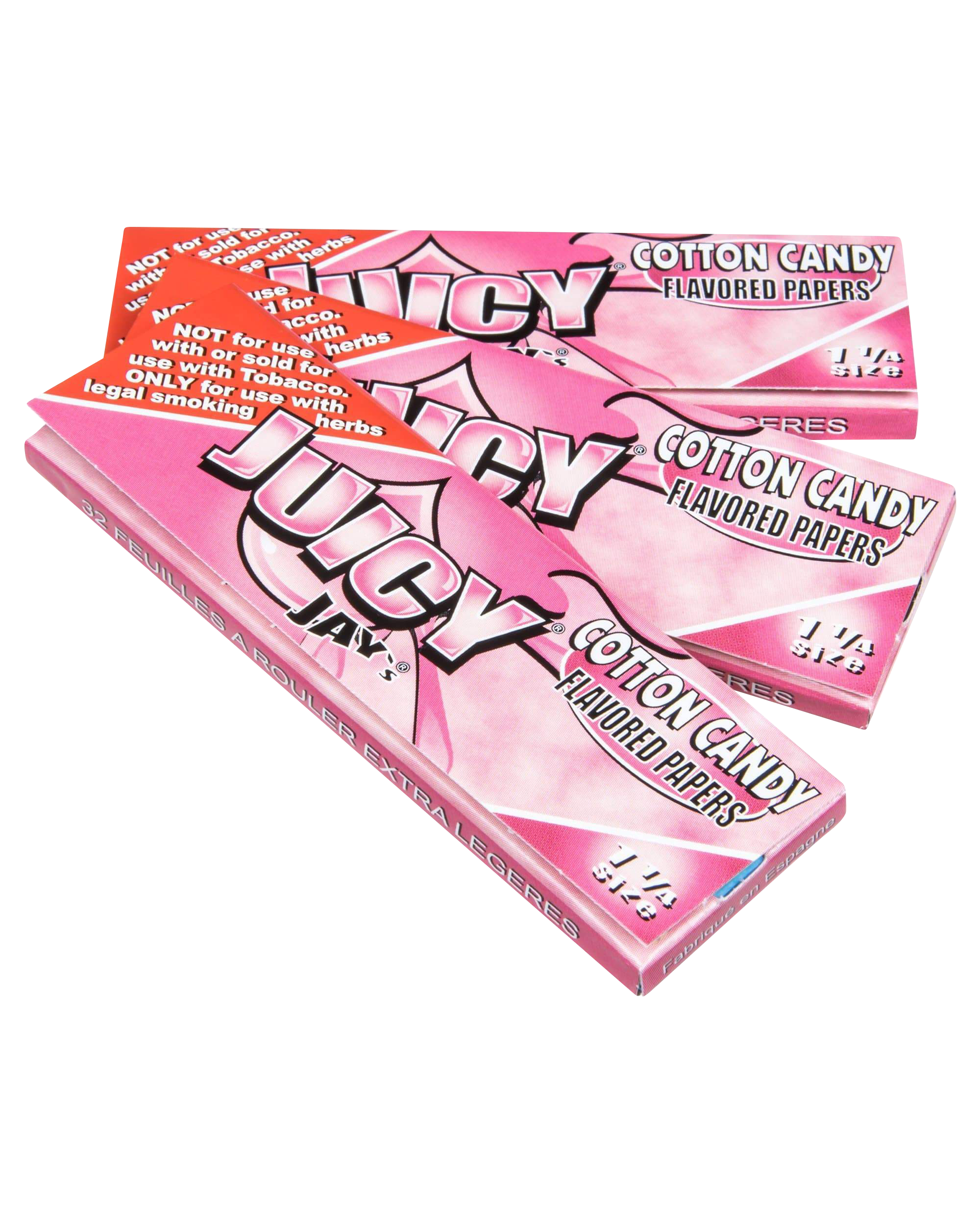 A close-up of Juicy Jay's Classic Size Flavored Rolling Papers package with bold lettering against a vibrant, patterned backdrop.