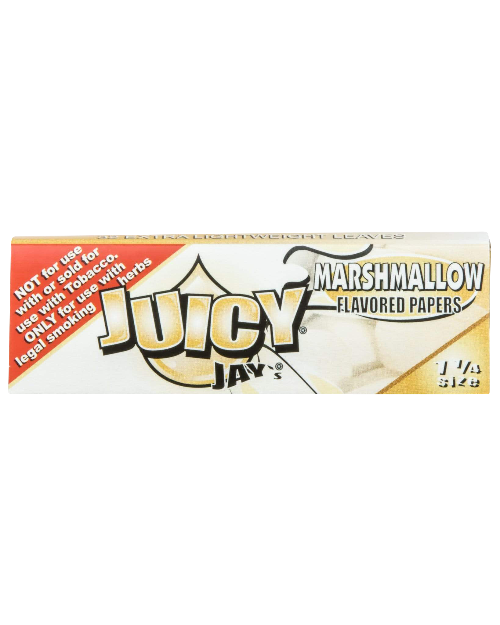 A close-up, angled shot of a pack of Juicy Jay's Classic Size Flavored Rolling Papers with colorful floral graphics.