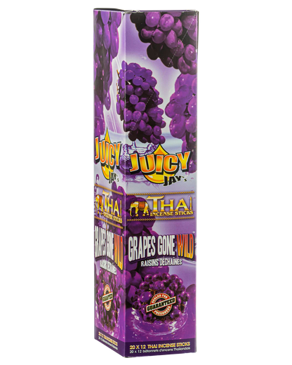 A front view of the colorful “Thai Incense Sticks” packaging featuring bold typography and a flame design on a white background.