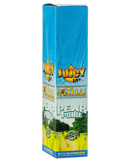 Front view of the Thai Incense Sticks packaging with bold lettering and branding, showcasing a vertical, colorful design.