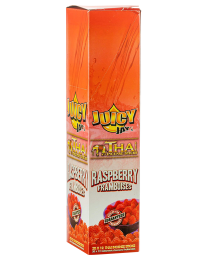 Front view of Thai Incense Sticks packaging, featuring colorful text and branding against a bright white background.