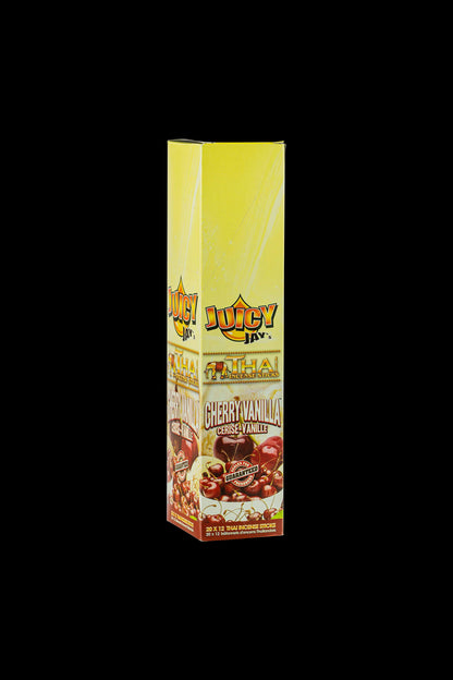 Front view of the Thai Incense Sticks packaging, featuring a colorful label with product branding and a clear plastic wrapper.