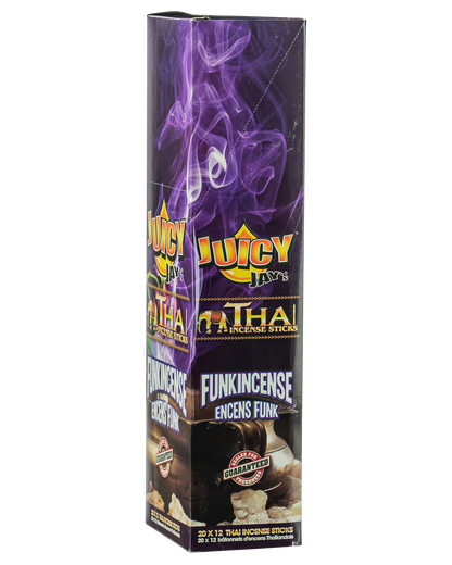 Front view of Thai Incense Sticks packaging, displaying the brand name and colorful floral design on a bright background.