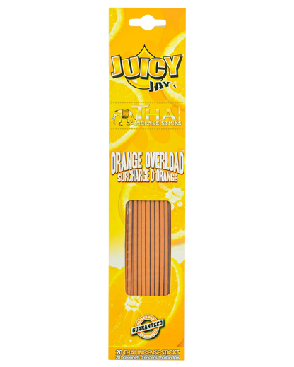 Front view of Thai Incense Sticks packaging, featuring a vibrant orange design with bold text on a white background.