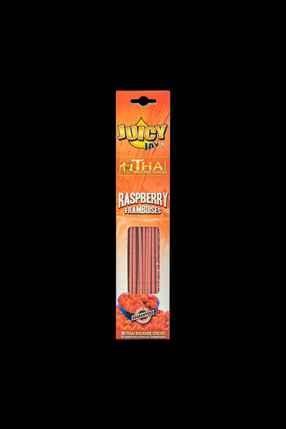 Front view of the Thai Incense Sticks packaging, displaying a vibrant red box with product branding and a clear plastic window.