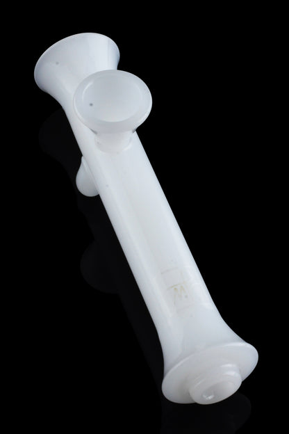 White glass bubbler for smoking cannabis.