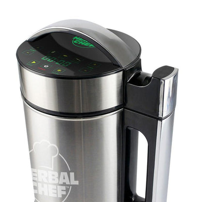 A front view of the Pulsar Electric Infuser, a silver appliance with a reflective surface and branded text visible on its side.