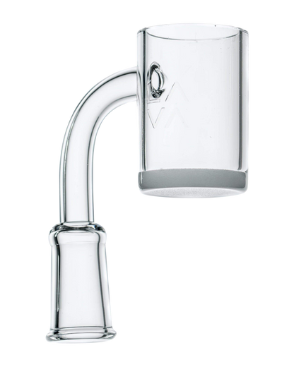 Front view of the LavaTech XL Quartz Banger, showing the clear quartz dish and angled neck against a plain white background.