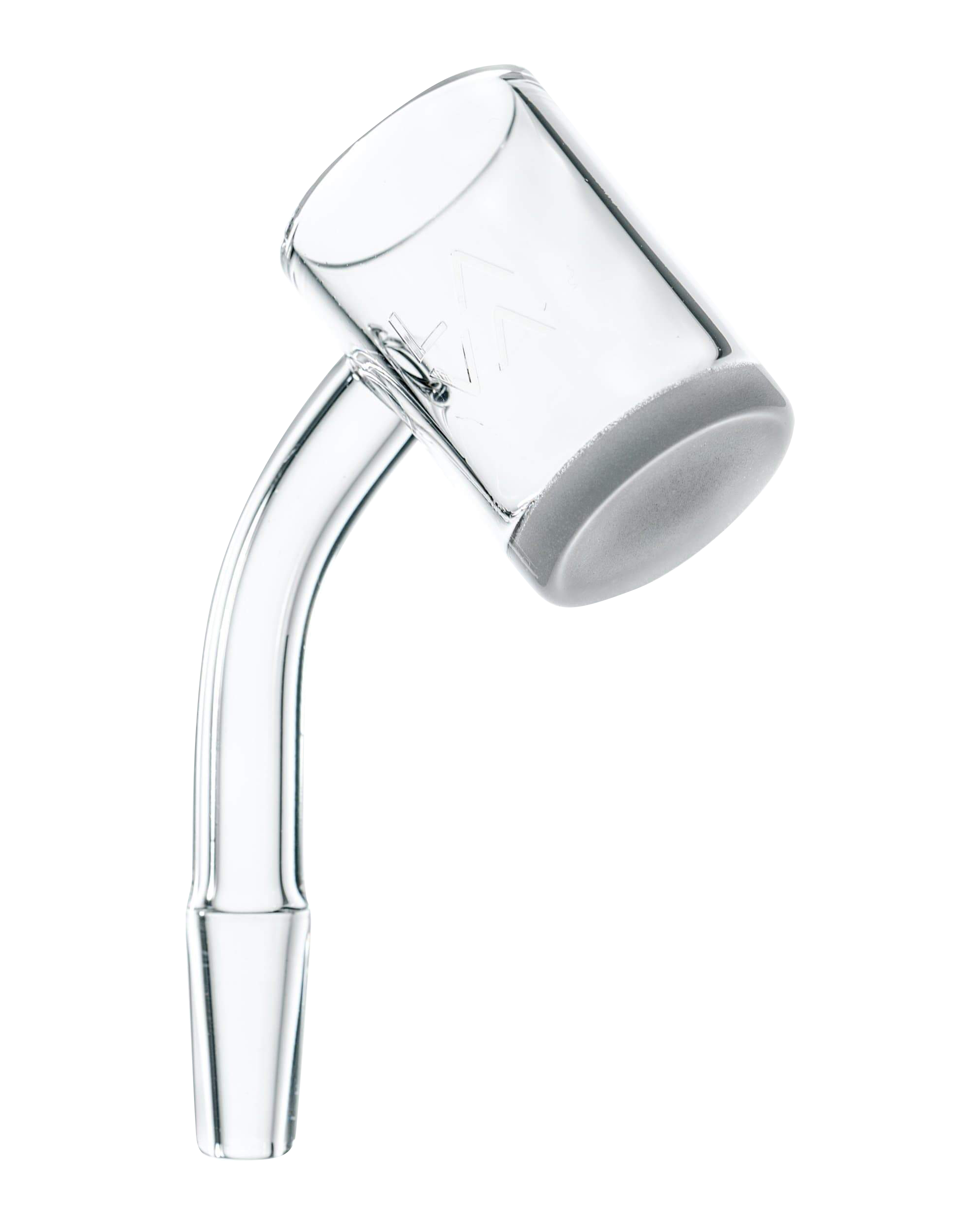 A close-up shot of the LavaTech XL Quartz Banger, showcasing its clear quartz construction and angled design.