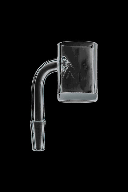 A close-up of the LavaTech XL Quartz Banger with a rounded, reflective surface against a dark backdrop.