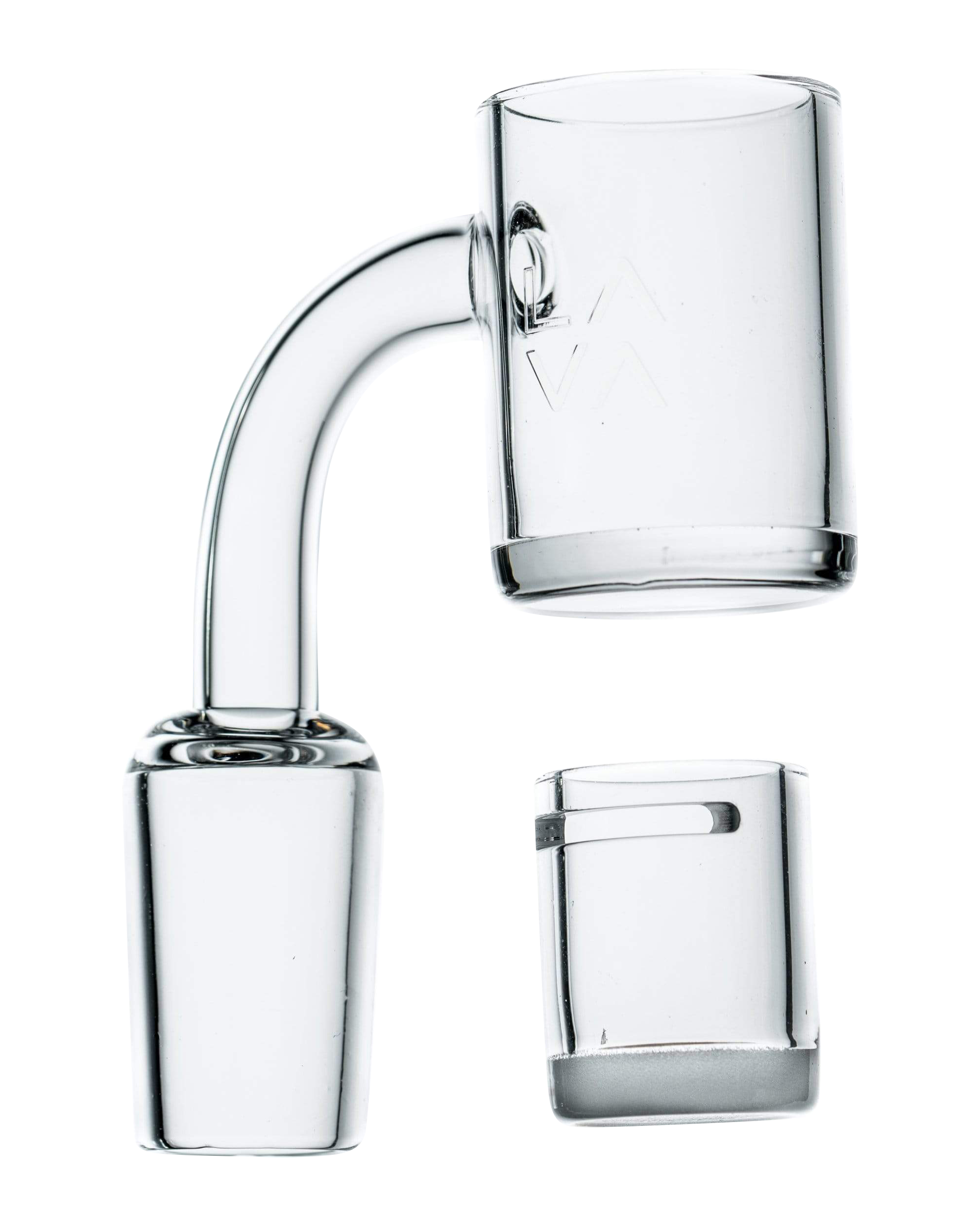 A studio shot of the LavaTech Polished Banger Nail with Opaque Cup Insert, viewed from a slight angle against a white background.