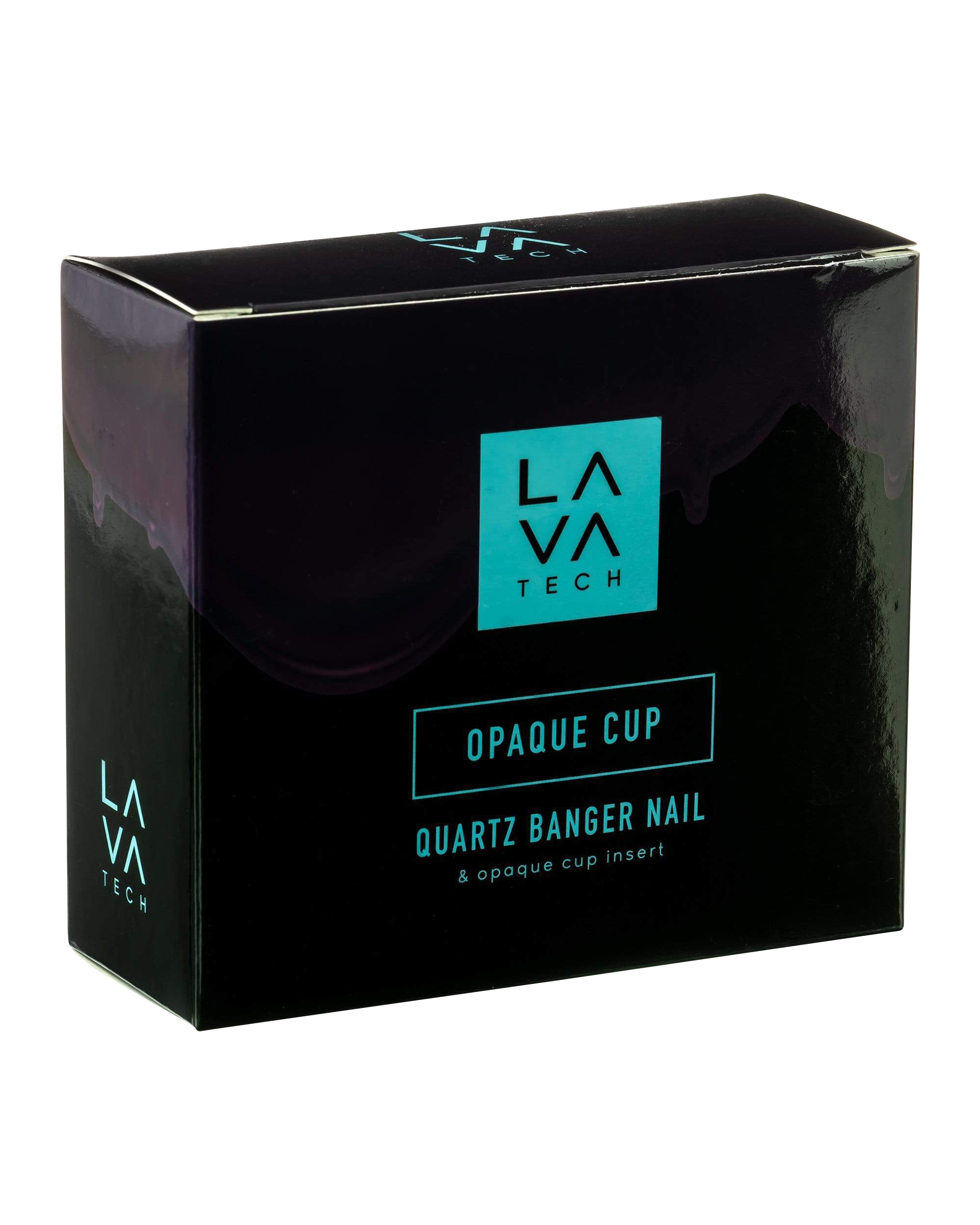 Close-up shot of the LavaTech Polished Banger Nail with Opaque Cup Insert, showing a front view of the dark, polished glass.