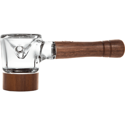 A side view of the Marley Natural Black Walnut Spoon Pipe, showcasing its smooth, curved bowl and dark wood handle.