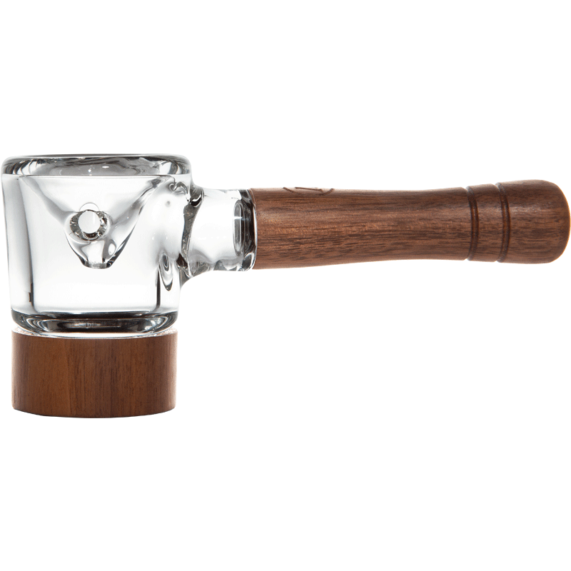 A side view of the Marley Natural Black Walnut Spoon Pipe, showcasing its smooth, curved bowl and dark wood handle.