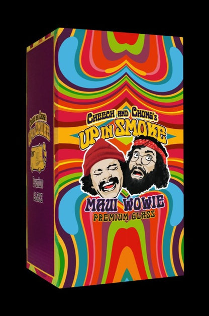 Front view of the Cheech & Chong "Maui Waui" Dab Rig, a colorful, patterned glass piece with a unique, artistic design.