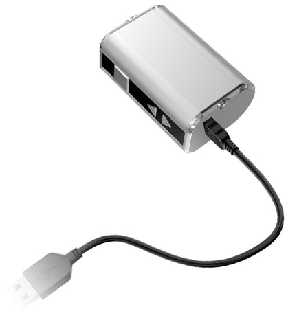 Front view of the Eleaf iStick Mini 10W Digital Mod Battery with a charging cable plugged in against a plain white background.