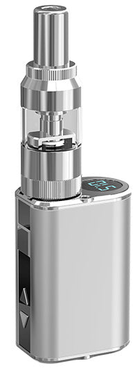 Front view of the Eleaf iStick Mini 10W Digital Mod Battery, showing the silver-colored device with a digital display.