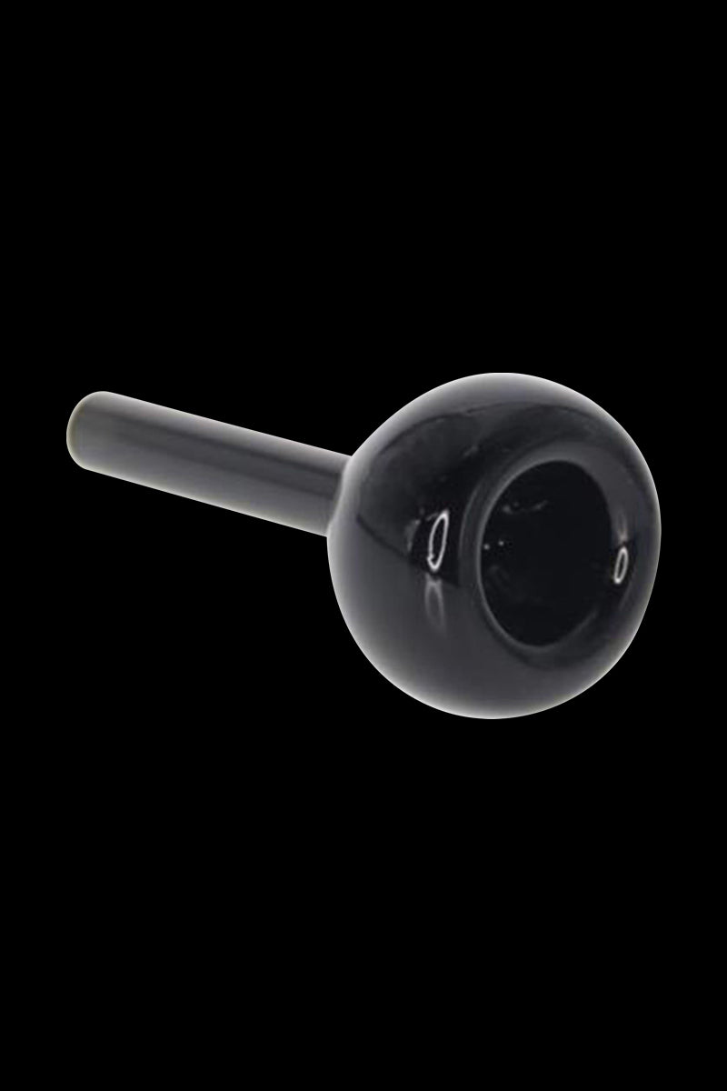 A close-up side view of the My Bud Vase Large Black Replacement Bowl, showcasing its smooth, dark glass construction.
