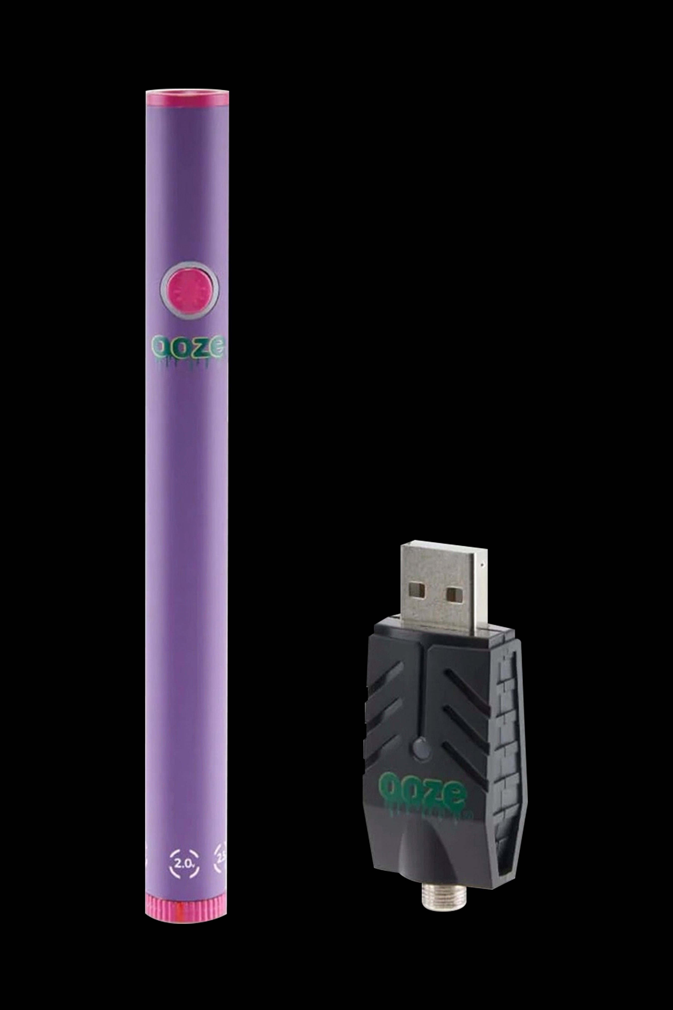 Purple Ooze vape pen and USB charger.
