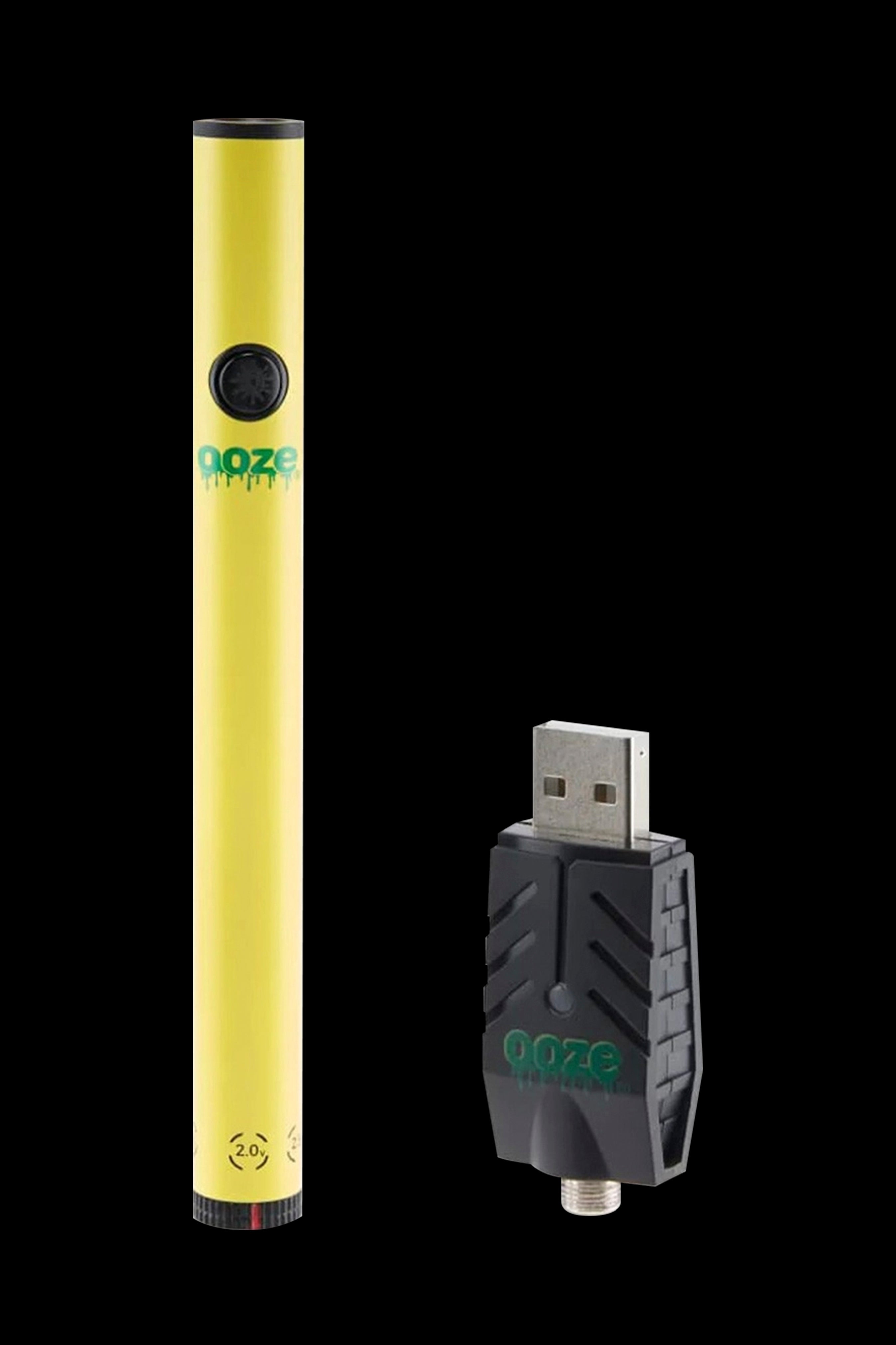 Yellow Ooze vape pen and USB charger.