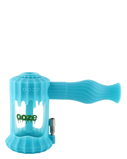 A studio shot of the Clobb 4 in 1 Silicone Pipe, showcasing its vibrant blue color and unique, textured design.