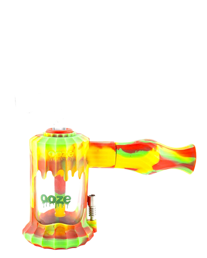 A close-up, angled view of the Clobb 4 in 1 Silicone Pipe, showcasing its vibrant, multi-colored design against a white background.