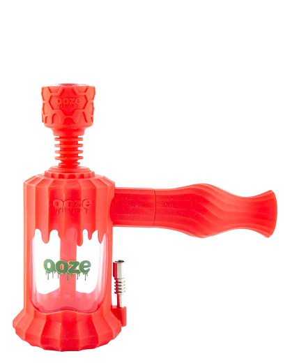 A studio shot of the Clobb 4 in 1 Silicone Pipe, showing its red, textured design against a plain white background.
