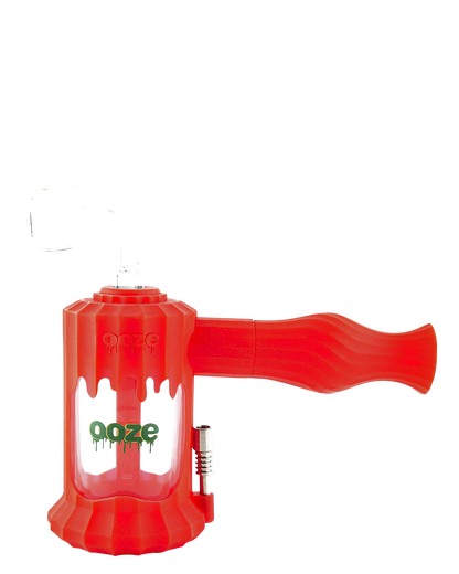 A studio shot of the Clobb 4 in 1 Silicone Pipe, displaying its bright red, compact design against a plain white backdrop.