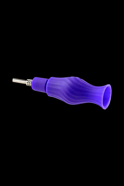 A close-up shows the Clobb 4 in 1 Silicone Pipe, displaying its purple, textured grip and tapered mouthpiece.