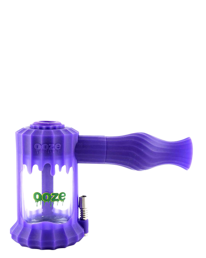 Front view of the Clobb 4 in 1 Silicone Pipe, a purple, handheld pipe against a plain white backdrop.